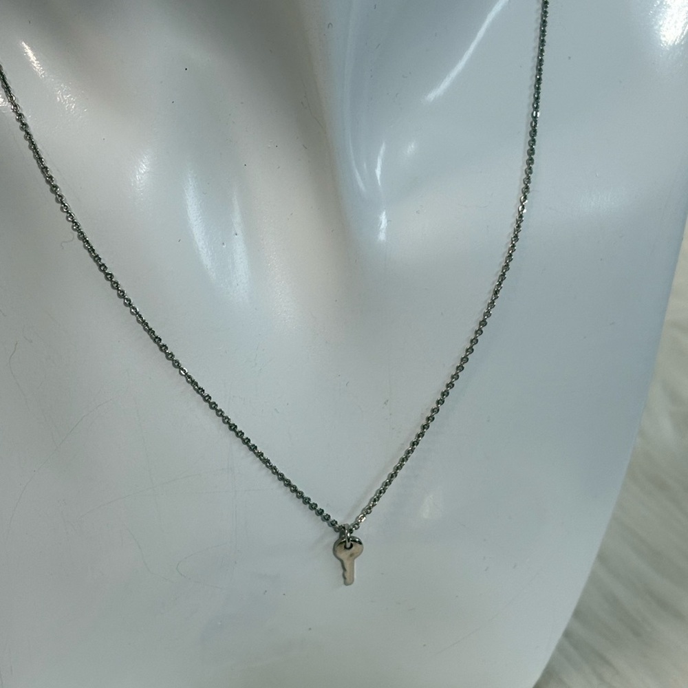 (146)The Giving Keys Silver Tiny Key Necklace BELIEVE